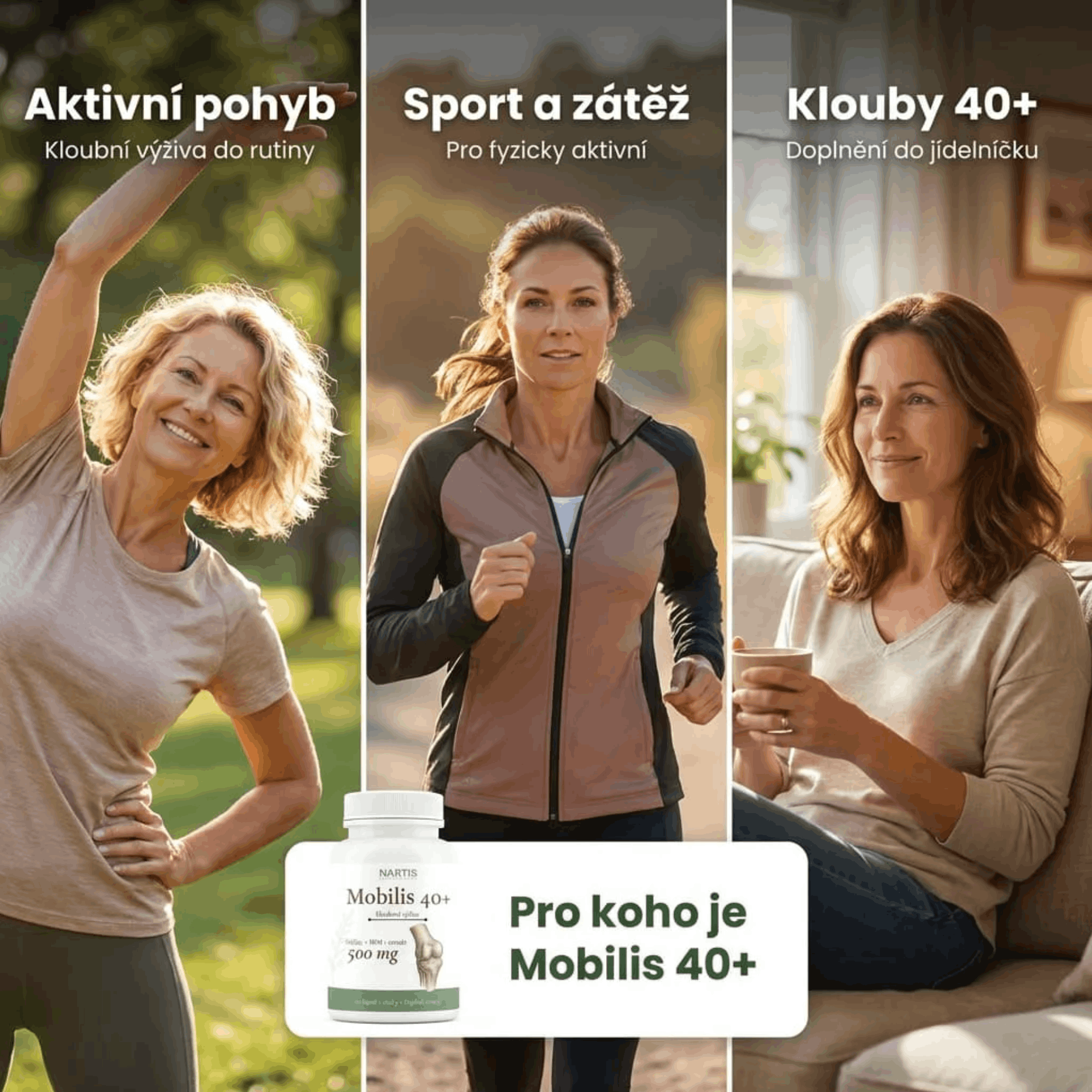 Artróza kolene a kloubní výživa Nartis Mobilis 40+
